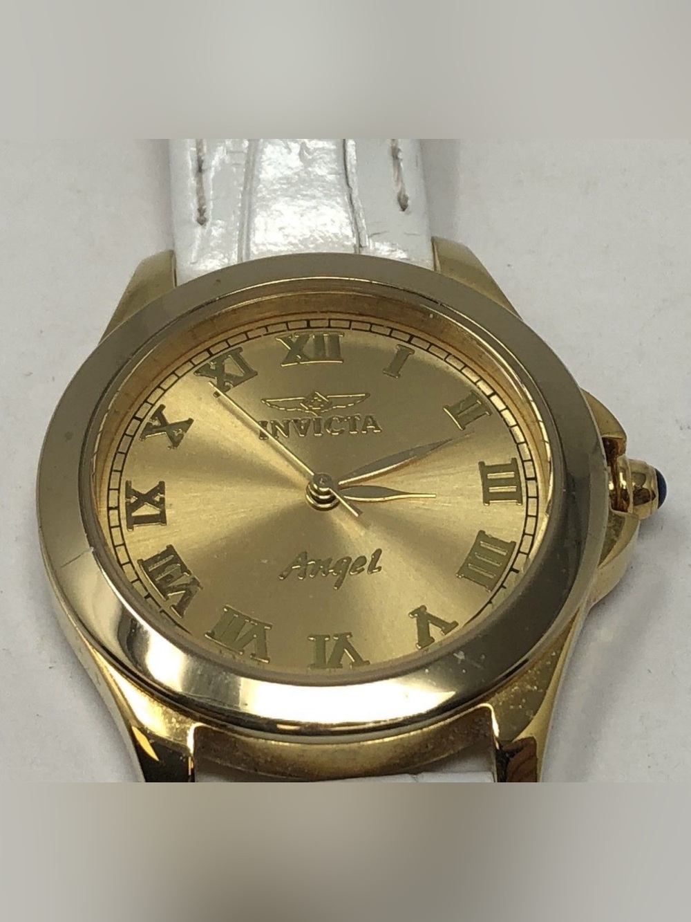 Invicta Angel Gold Roman Dial White Leather Strap Women's Watch Strap 30mm